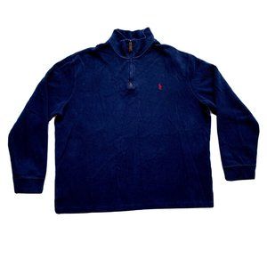 Ralph Lauren Polo Sweater Mens XL Blue 1/4 Zip Mock Pullover Golf Classic Casual